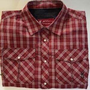 John Browning Men's L Long Sleeve Heritage Collection Plaid Red Shirt Vintage
